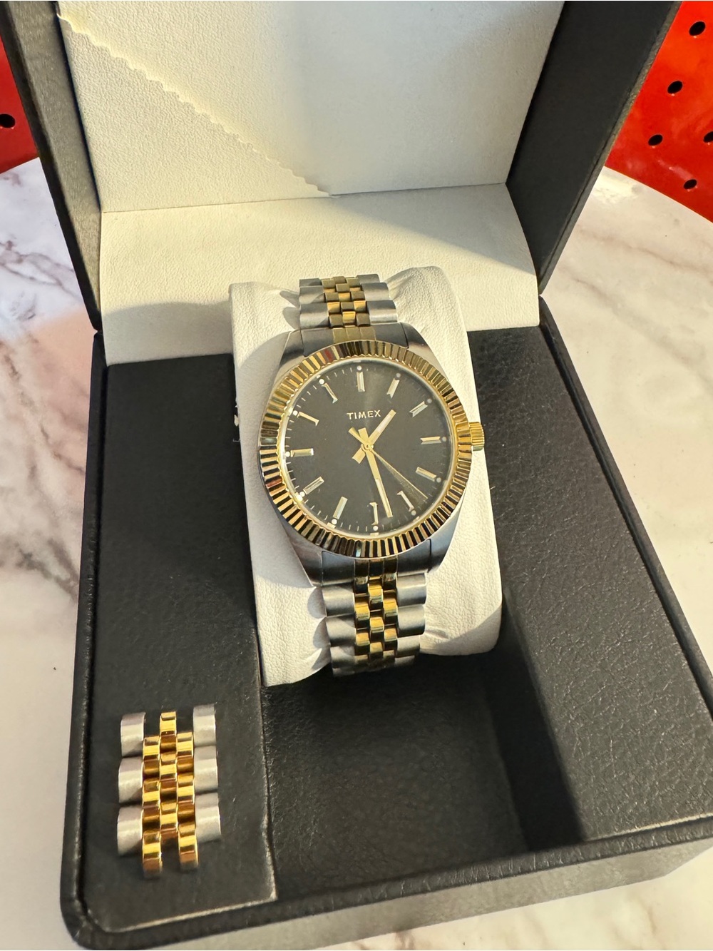 Timex Legacy Two-Tone Silver and Gold Unisex Watch with Black Dial